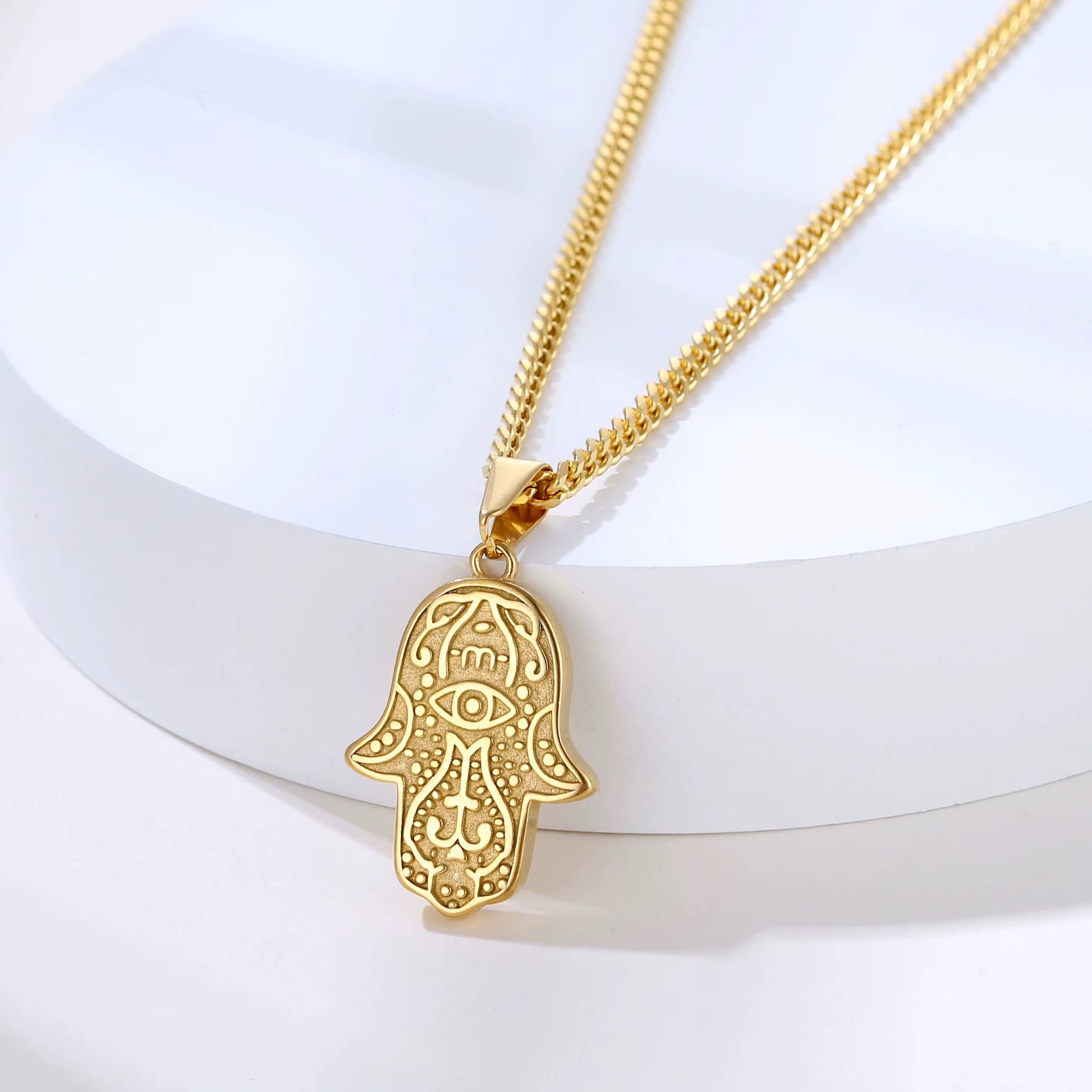 Hamsa Halskette – 18K vergoldet – Edelstahl, wasserfest, mit Auge-Schutzsymbol – in Gold & Silber