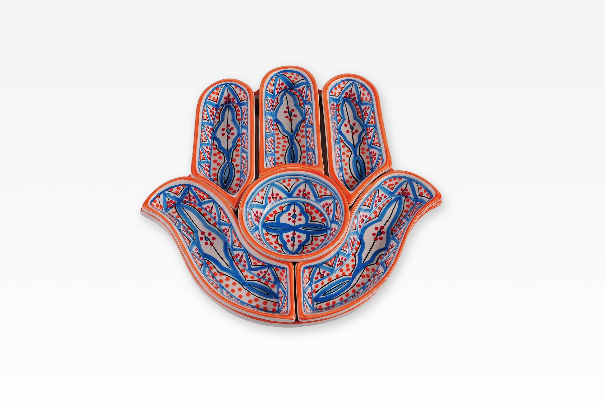 Servierschale in Form der Fatima-Hand – 7-Teilig - (4 verschiedene Muster)