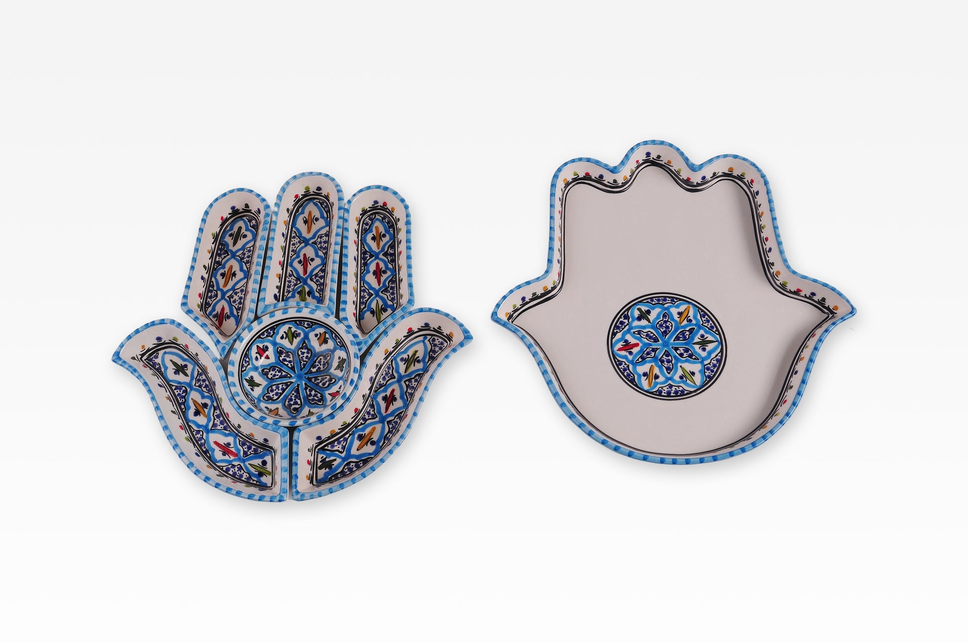 Servierschale in Form der Fatima-Hand – 7-Teilig - (4 verschiedene Muster)