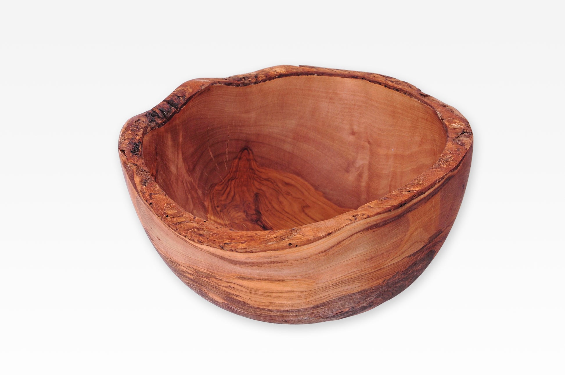 Handgemachte Olivenholz-Schale mit Naturkante