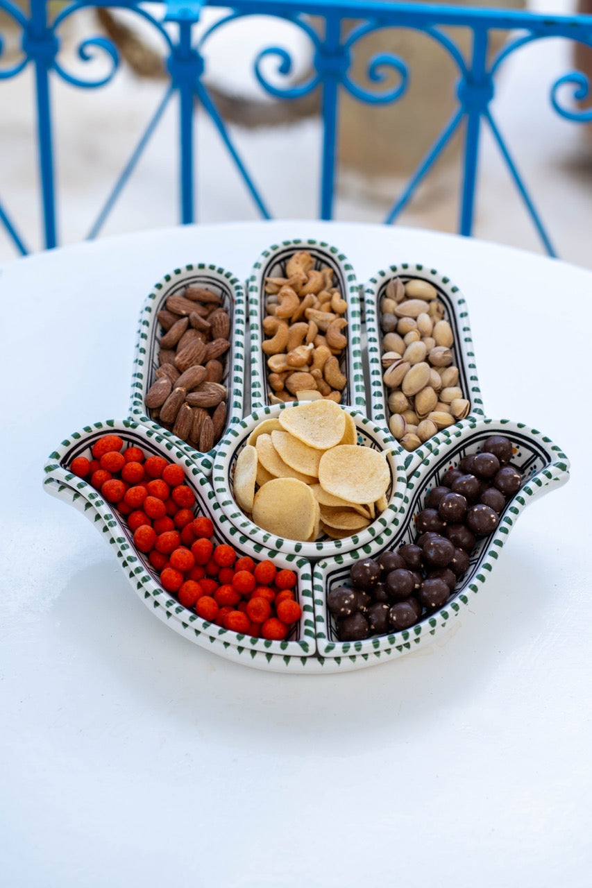 Servierschale in Form der Fatima-Hand – 7-Teilig - (4 verschiedene Muster)