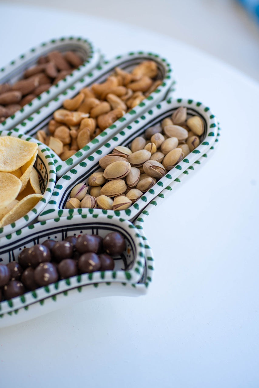 Servierschale in Form der Fatima-Hand – 7-Teilig - (4 verschiedene Muster)