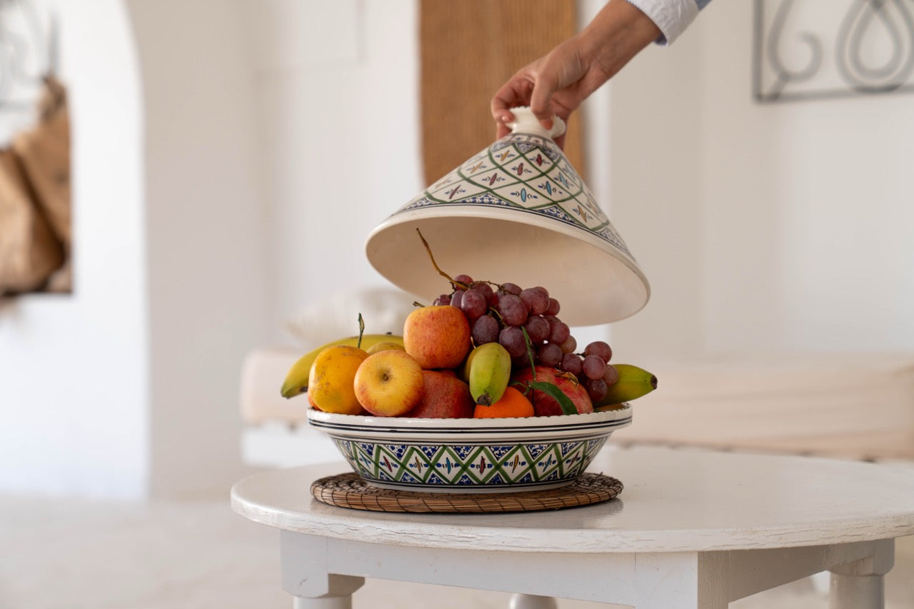 Traditionelle Tajine aus Keramik – handbemalt & einzigartig (4 veschiedene Muster)