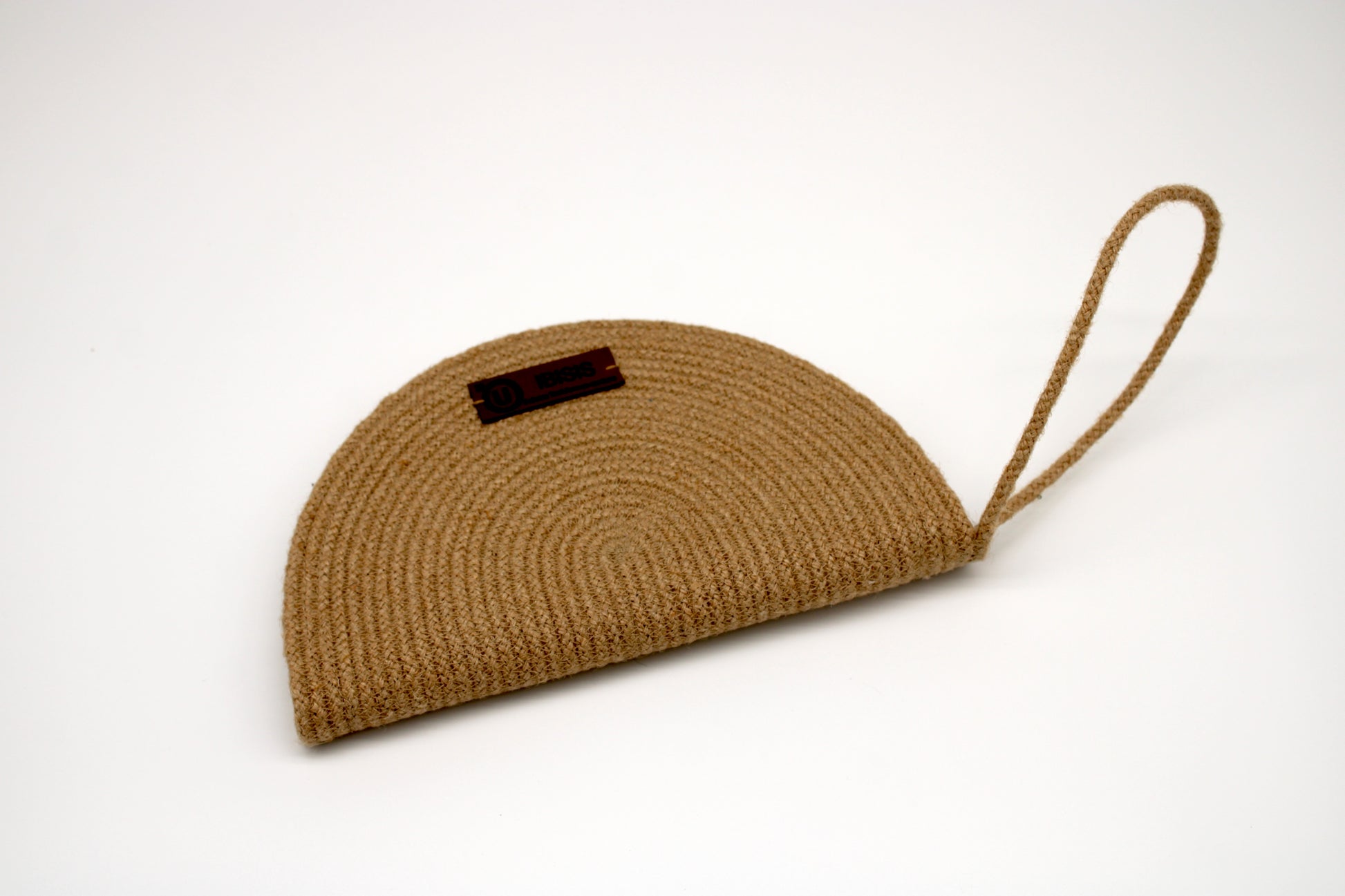 Halbrunde Tasche – mit Reißverschluss & Innenfach | Handgemacht aus Jute