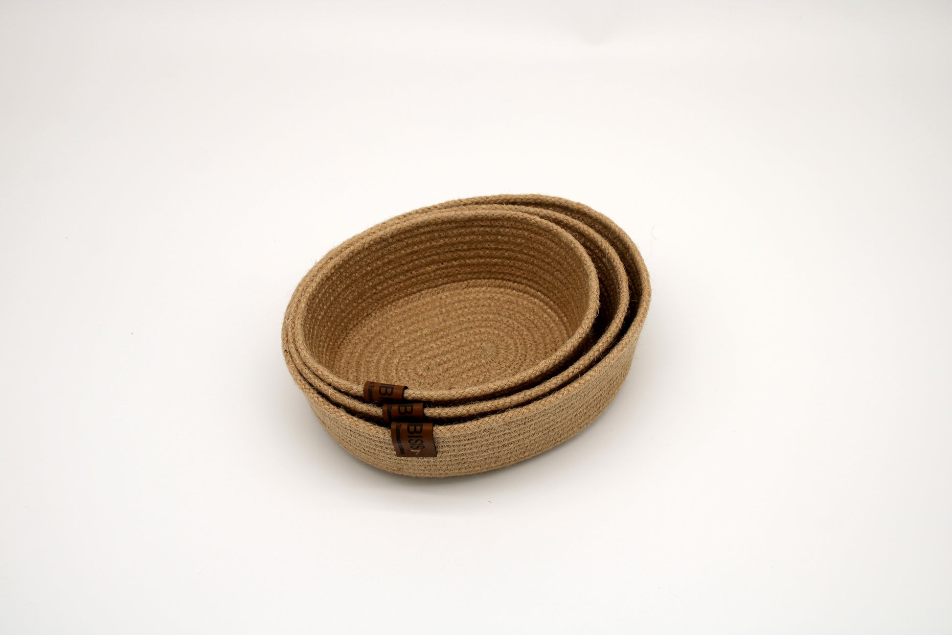 Ovales Jute-Korb Set – 3-teilig | Handgemacht in Naturfarbe