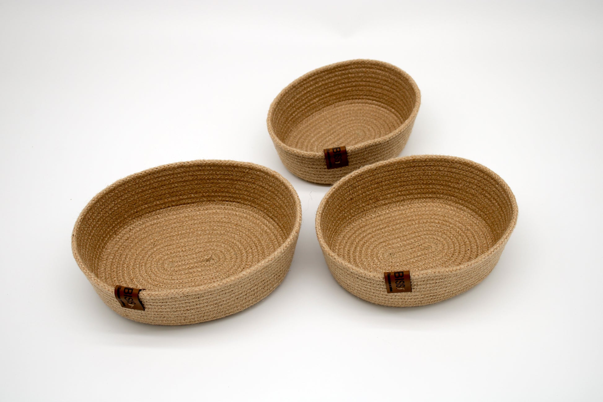 Ovales Jute-Korb Set – 3-teilig | Handgemacht in Naturfarbe